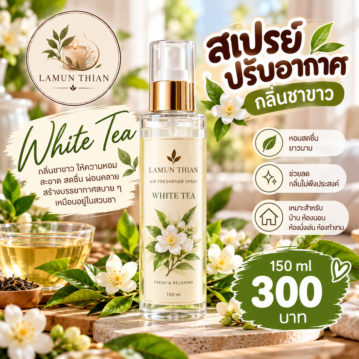 สเปรย์ปรับอากาศ ขนาด 150 ml กลิ่นชาขาว
